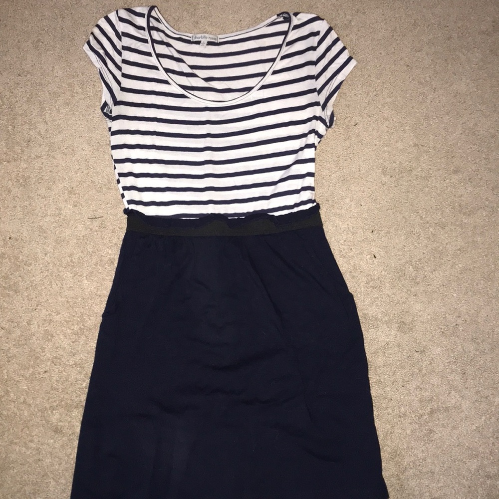 Charlotte Rouse striped dress. Blue/Cream